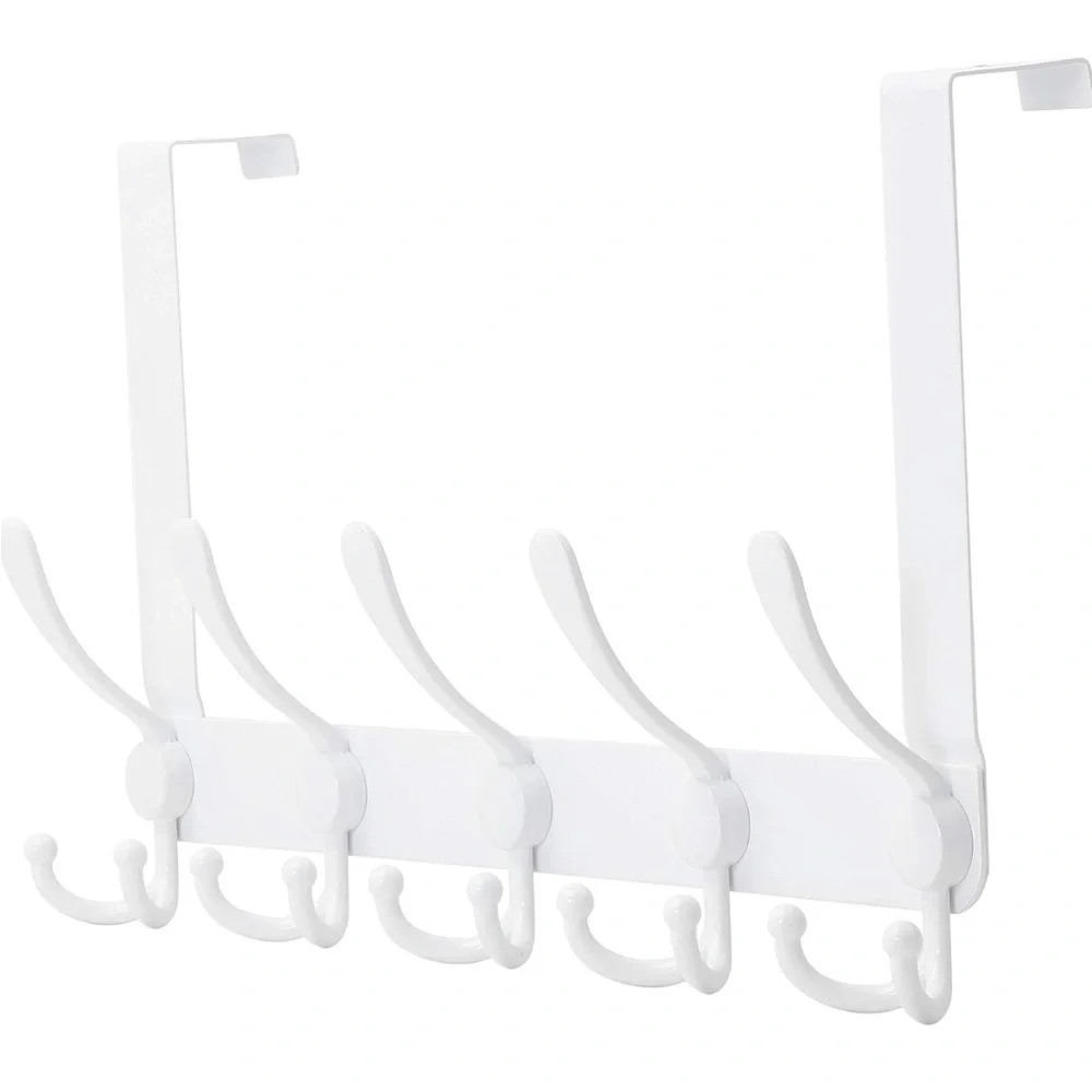 🆕 Heavy Duty Over The Door Clothes Hanger and Towel Rack, White